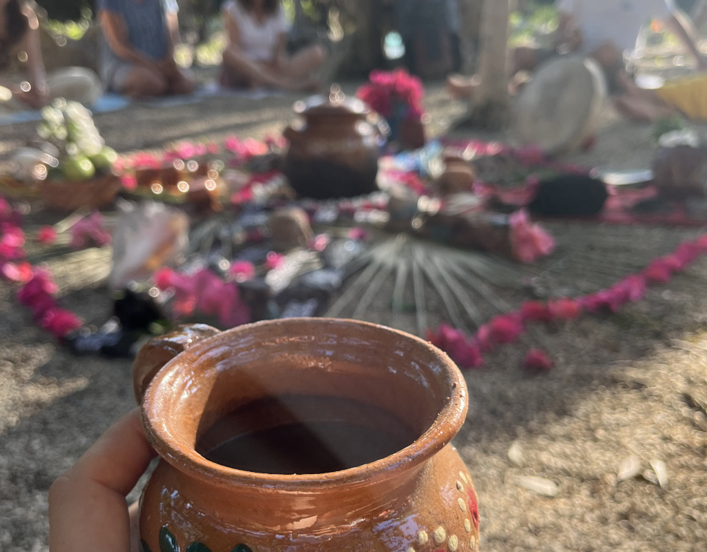 Cacao ceremony during a private retreat experience in Mexico